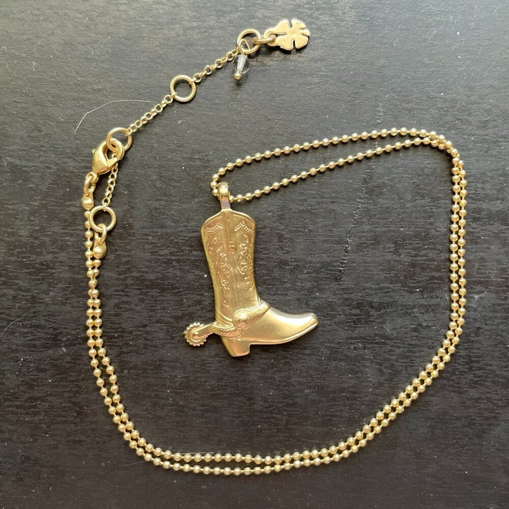 Lucky Brand Gold Cowboy Boot Necklace